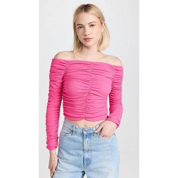 Line & Dot Pink Kai Off Shoulder Top Size S - Picture 1 of 10